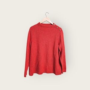 Talbots Women's Red Button-Shoulder Sweater